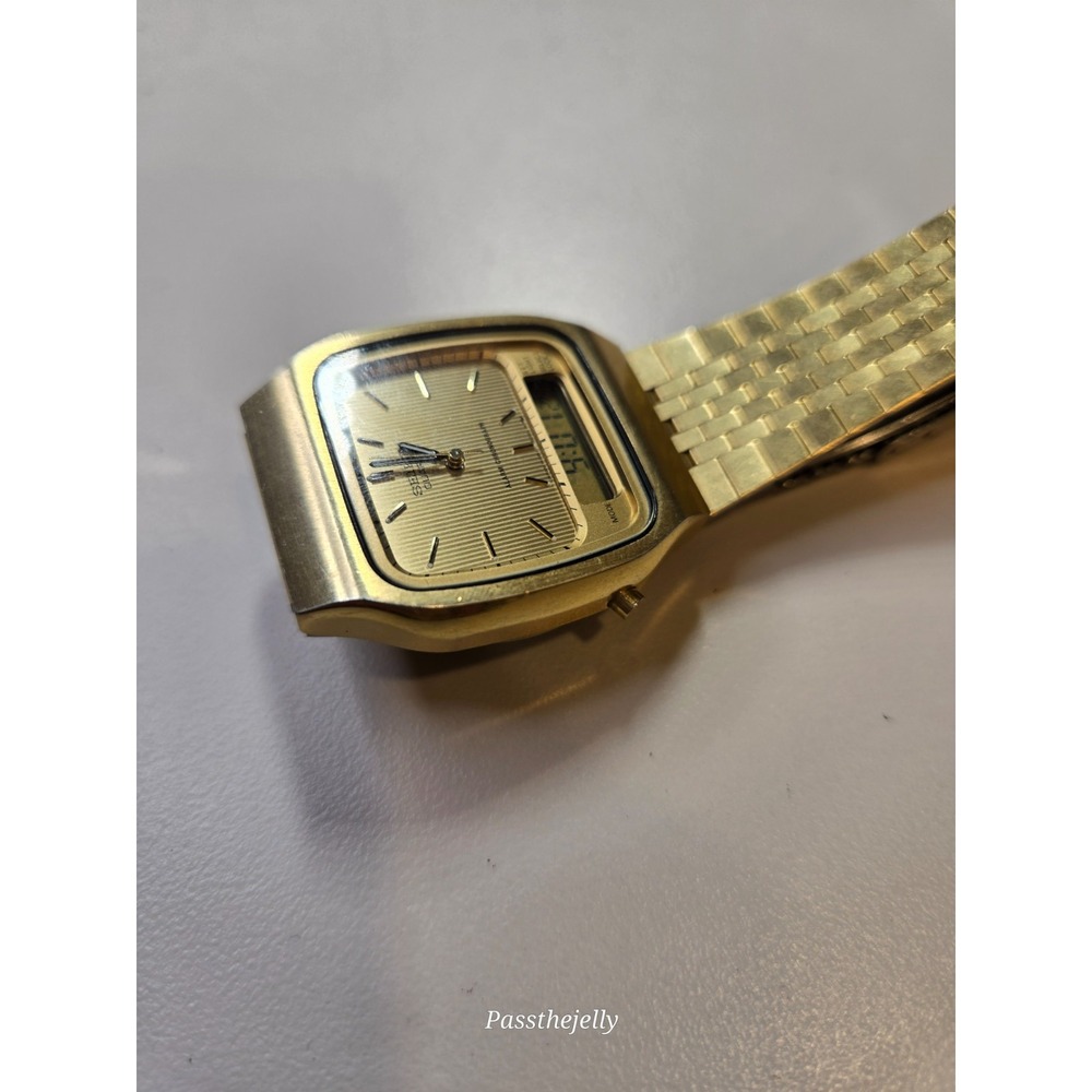 Rare Vintage Seiko H481-5000 Ana Digi Alarm Chronograph Gold Tone Japan Watch - Picture 6 of 9
